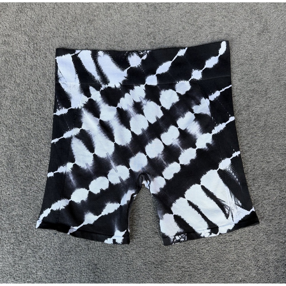 Avia Black White Tie Dye Biker Shorts High Waisted Seamless XXL 2XL 18-20